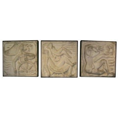 Vintage Collection of Nine (9) Cast Stone Art Deco Plaques