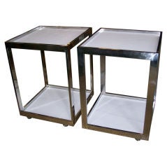 Pair of Milo Baughman Rolling Side Tables
