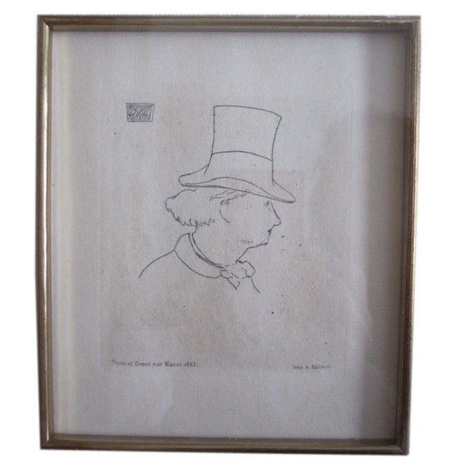 Etching of a Man by Edouard Manet