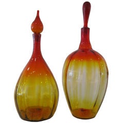 Vintage Twist Amberina Decanters by Blenko Glass Company