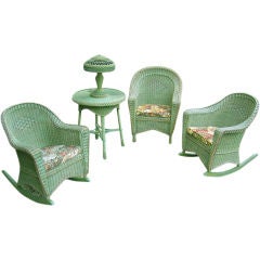 5 PIECES OF  ART DECO WICKER FROM A 10 PIECE SUITE