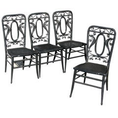 MATCHING SET OF FOUR VICTORIAN WICKER DINING CHAIRS