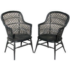MATCHING PAIR BAR HARBOR WICKER CAFE CHAIRS