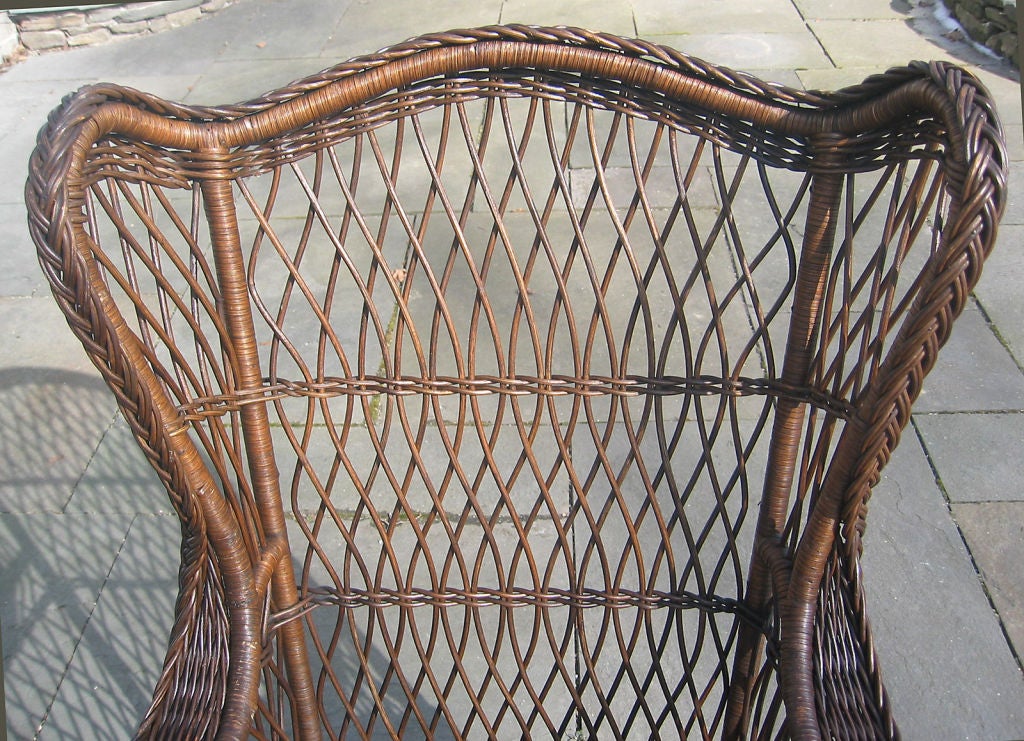 BAR HARBOR WICKER WING CHAIR In Excellent Condition In Sheffield, MA