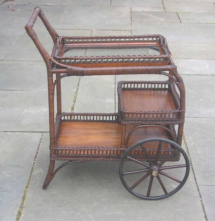 antique tea cart with glass tray value