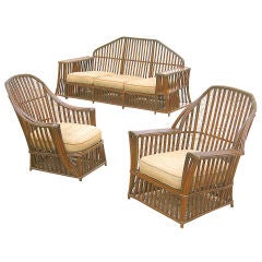 Antique THREE PIECE STICK WICKER SUITE