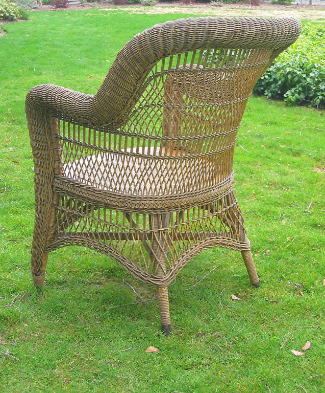 Woven VICTORIAN WICKER ROLLED-ARM CHAIR