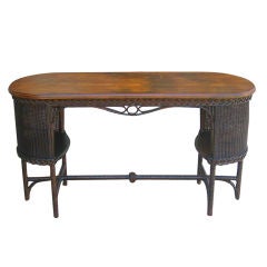 Vintage Art Deco Wicker Console Table