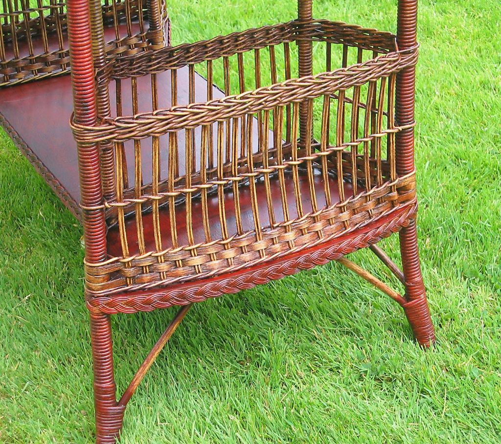 Wicker Magazine Pocket Table In Excellent Condition For Sale In Sheffield, MA