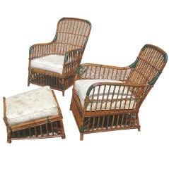 Antique Three-piece Stick Wicker Suite