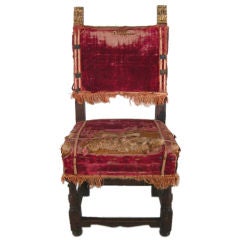 17th C. Italian Walnut & Gilwood Chair