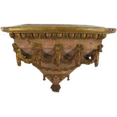 French 19th C. Carved, Painted & Gilded Wall Bracket