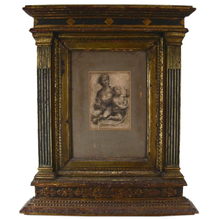 19th C. Italian Gilded Frame with Renaissance Print at 1stDibs