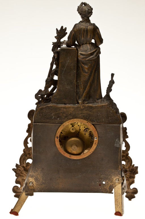 19th Century French Spelter and Gilt Bronze Mantle Clock