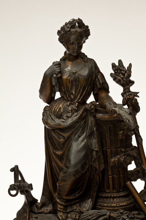 French Spelter and Gilt Bronze Mantle Clock 1