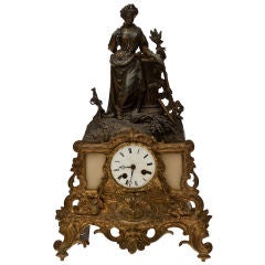 Antique French Spelter and Gilt Bronze Mantle Clock
