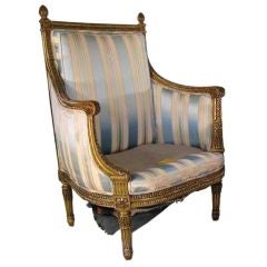 Louis XVI Style Carved & Gilded, Painted Chair