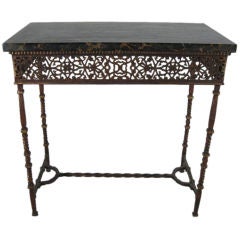 Vintage Cast Iron & Marble Top Side Table
