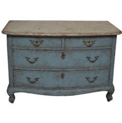 Blue Swedish Rococo Style Chest of Drawers Blue Swedish Rococo Style Chest of Drawers