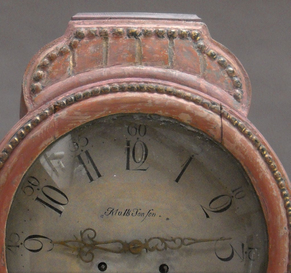 19th Century Mora Clock in Salmon Paint
