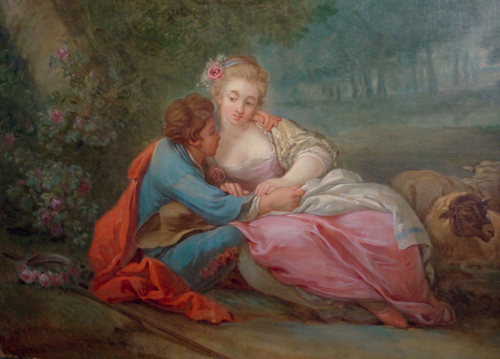 Oil on Canvas<br />
72 by 63 in.<br />
<br />
Jean Honore Fragonard under the advice of Francois Boucher entered the Atelier de Chardin.  In 1752 he was awarded the grand prix of Rome.  His paintings were very well received at the Salon in Paris