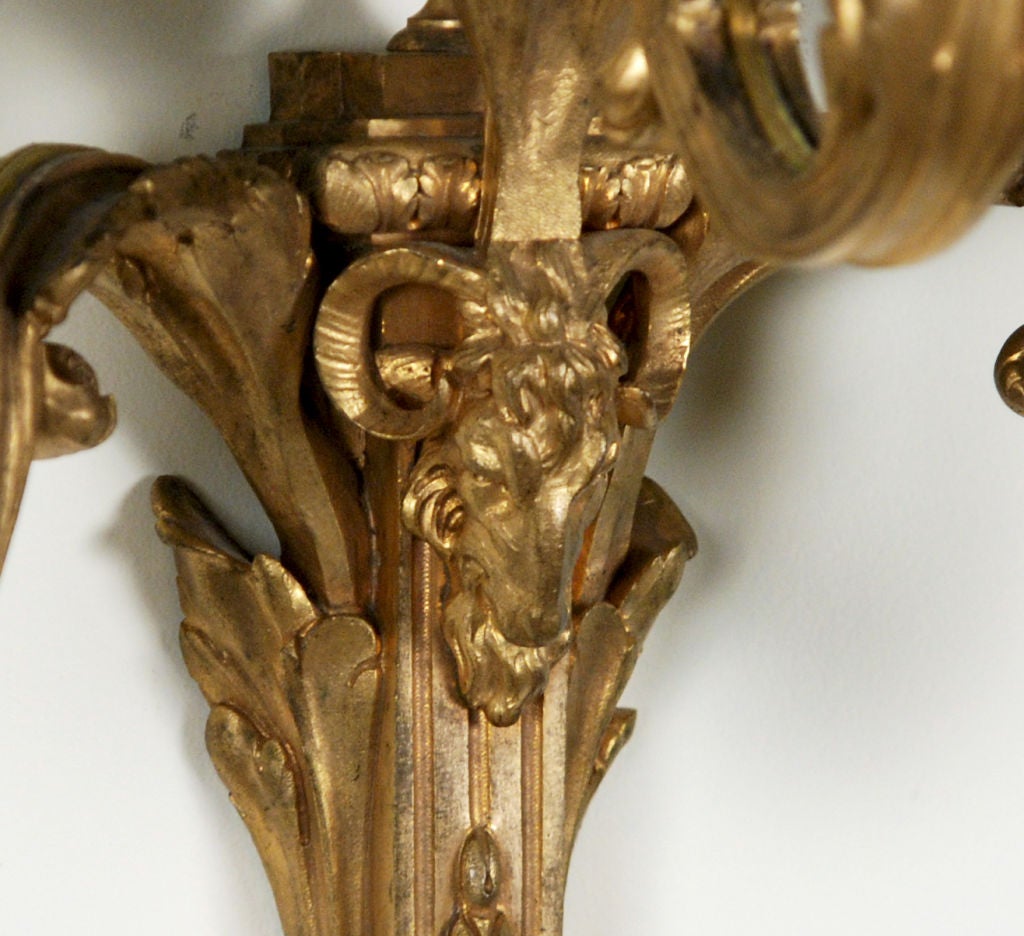 A Fine Pair Of Louis XVI Style Gilded Sconces In Excellent Condition For Sale In Sheffield, MA