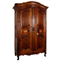 Antique An Important Louis XV Walnut & Inlaid Armoire