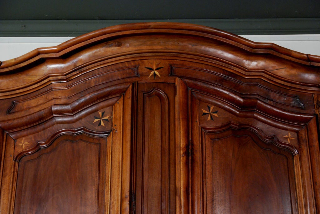 French An Important Louis XV Walnut & Inlaid Armoire For Sale