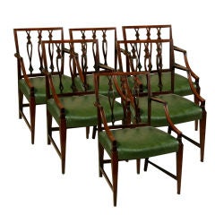 A Set of Six George III Period Scottish Mahogany Open Armchairs