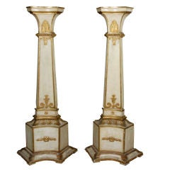 A Pair of Italian Piedmontese Painted and Gilded Pedestals 2