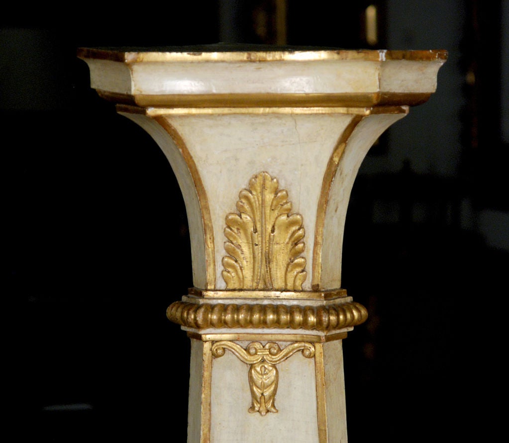 19th Century A Pair of Italian Piedmontese Painted and Gilded Pedestals For Sale