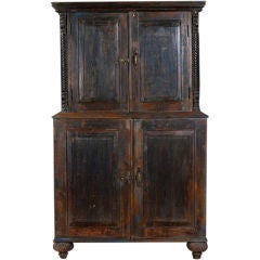 Antique An Anglo-Indian Paduk Parcel Painted Cabinet