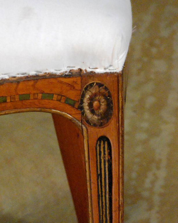 A Pair of Georgian Painted Satinwood Side Chairs