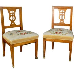 A Pair of Biedermeier Fruitwood Side Chairs