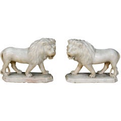 A Fine & Rare Pair of Italian Marble Lions