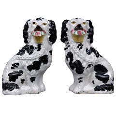 Antique Pair English Staffordshire Dogs