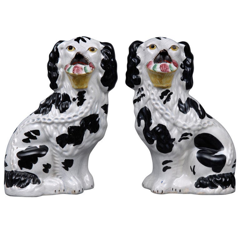 Pair English Staffordshire Dogs