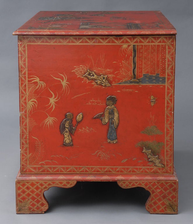 English Chonoiserie Lacquered Chest/Trunk 1