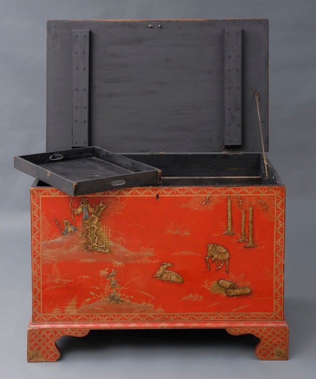 English Chonoiserie Lacquered Chest/Trunk 3