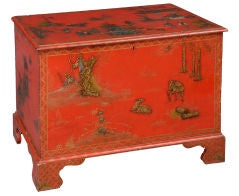 Antique English Chonoiserie Lacquered Chest/Trunk