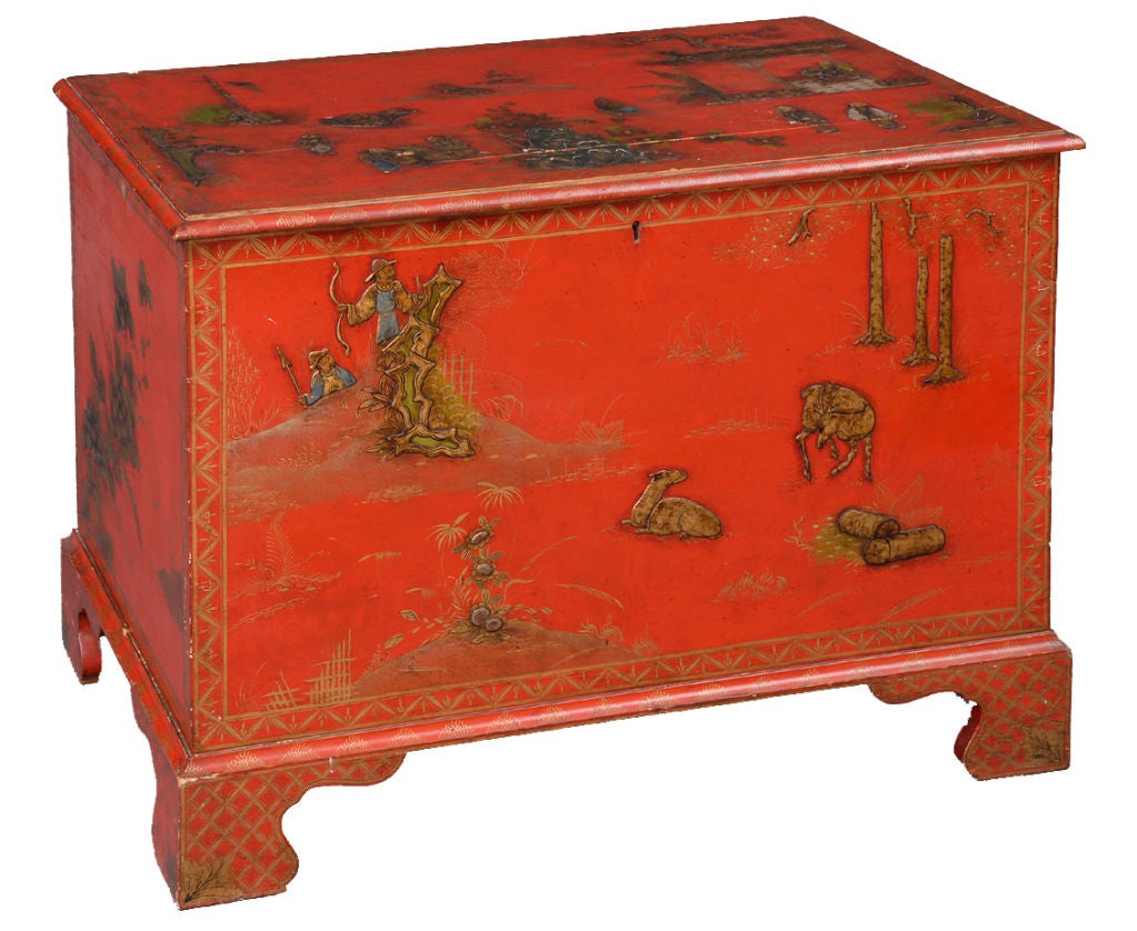 English Chonoiserie Lacquered Chest/Trunk