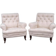 English Pair Victorian Club Chairs
