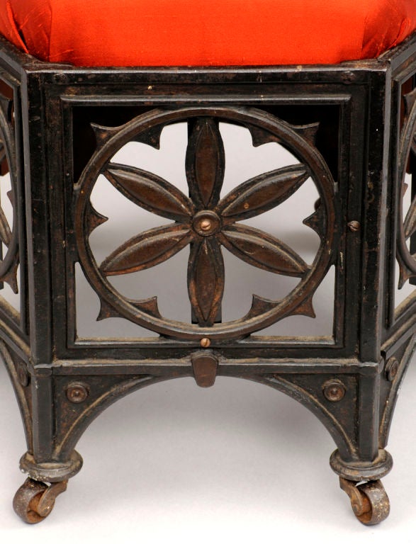 American Gothic Revival Cast Iron Stool