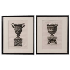 Antique Italian Pair Framed Piranesci Etchings