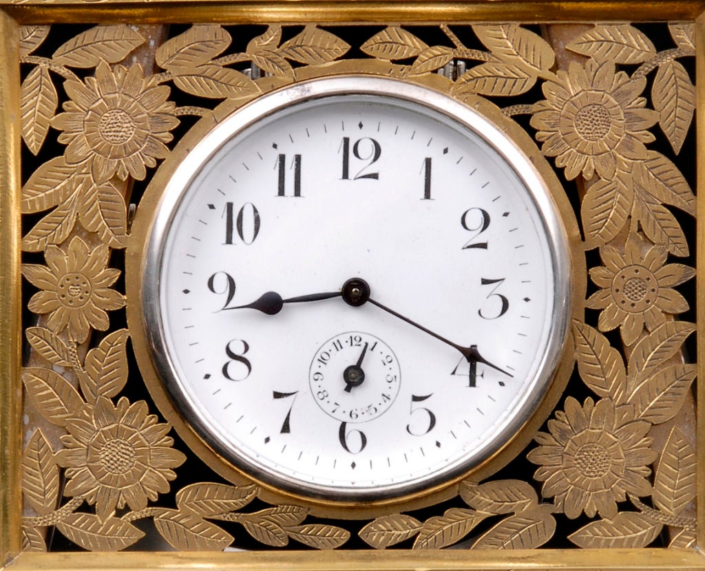 Gilt English Gilded Easel Clock For Sale