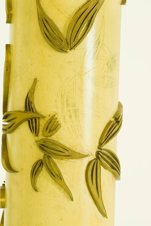 Pair of Leaf-Patterned  Wallpaper Table Lamps