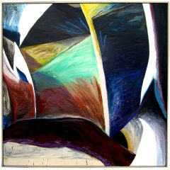 Vibrant large abstract by noted artist Elizabeth Dworkin 1983