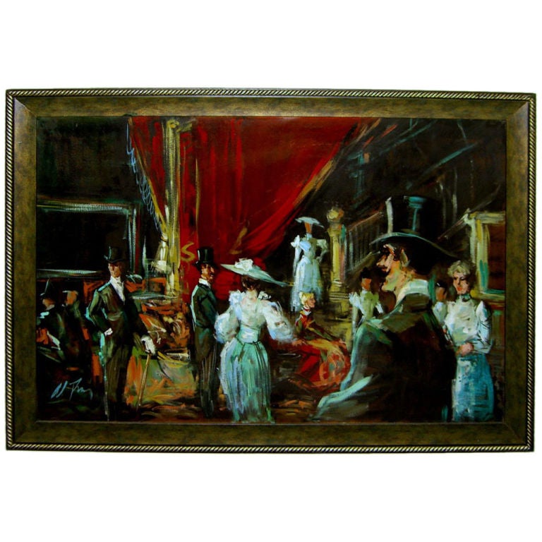 Wonderful Oil Board of 19th Century Gala by Noted Alberto Ruiz Vela