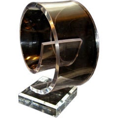 Great form lucite swirl sculpture on rotating base