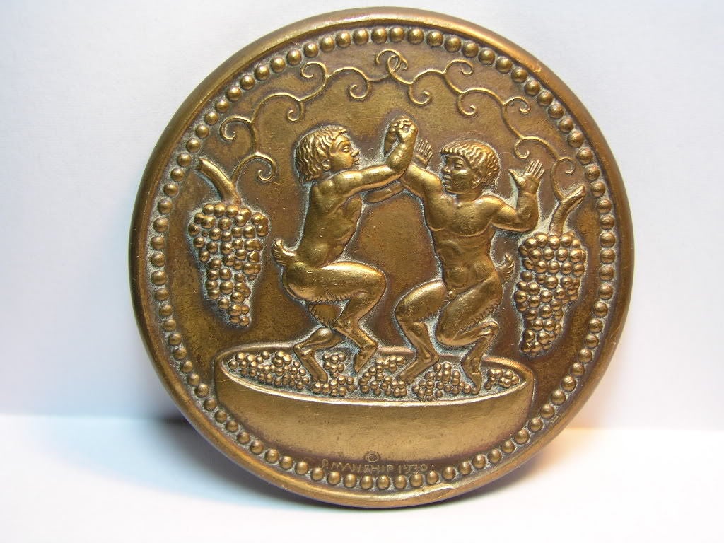 American Paul Manship 1930 Medallic art Dionysus medallion Magic Grape